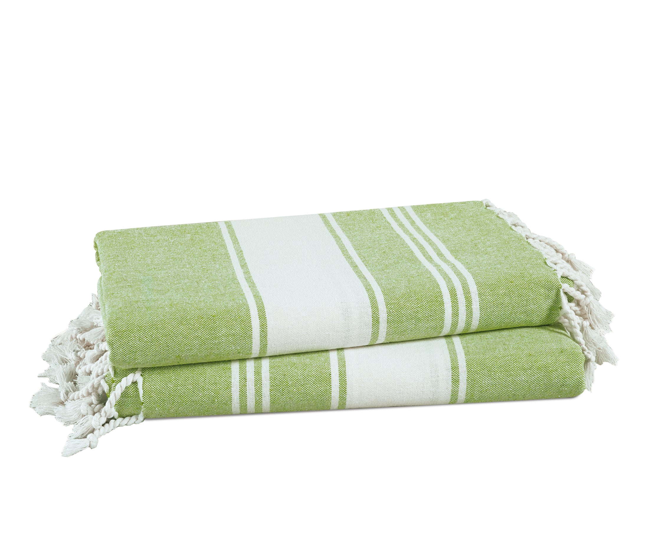 Set of 2 Chambray Turkish Beach Towels - Jade Lime